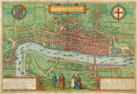 Photo:Braun and Hogenberg map of London in Credit Braun & Hogenberg
