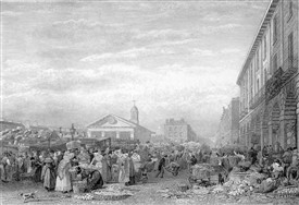Photo:Scene of Covent Garden market drawn F Nash engraved C Allen 1824