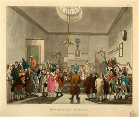Photo:Print of interior of the Bow Street Police Office in 1808. published by Rudolph Ackermann.