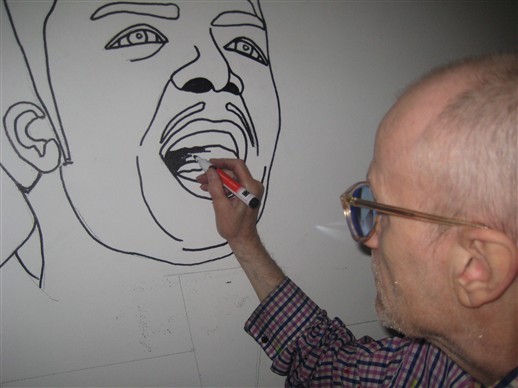 Photo: Illustrative image for the 'George Skeggs working on Seven Dials Club mural' page